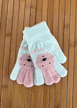 Детские перчатки от 5-8 лет детские перчатки альпака, одинарные детские перчатки бирюзовый