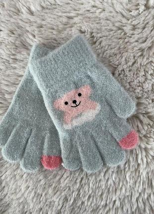 Детские перчатки от 1-3 лет детские перчатки альпака, одинарные детские перчатки бирюзовый