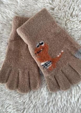 Детские перчатки от 5-8 лет детские перчатки альпака, одинарные детские перчатки бежевый