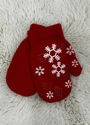Детские перчатки от 2-4 лет детские варишки одинарные красный