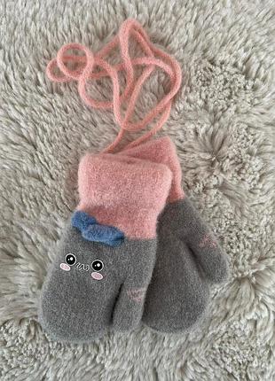 Детские перчатки от 1-3 лет детские варешки на меху