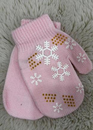 Детские перчатки от 2-4 лет детские варишки одинарные пудровый