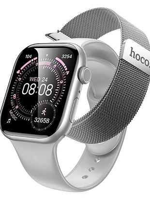 Смарт-часы hoco y42 для фитнеса и контроля здоровья с bluetooth вызовами и защитой ipx6