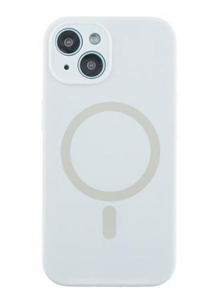 Чохол накладка glow silicone case з рамкою камери для iphone 15 панель-накладка для телефону з magsafe white