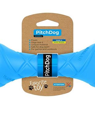 Игровая гантель для апортировки pitchdog, длина 19 см, диаметр 7 см голубой