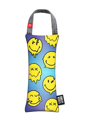 Игрушка для собак waudog fun с пищалкой, рисунок "смайлы на голубом", s, ш 7 см, дл 16 см