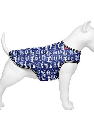 Куртка-накидка для собак waudog clothes демисезонная принт бэтмен бело-голубой размер l