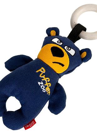 Игрушка для собак медведь с пищалкой gigwi puffer zoo, текстиль, дерево, 26 см