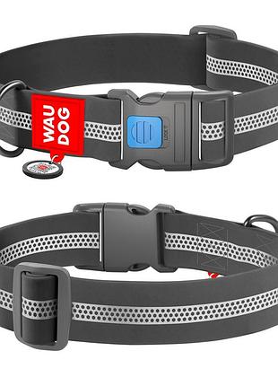 Ошейник для собак водостойкий waudog waterproof с qr паспортом, светоотражающий, пластиковый фастекс, xxl, ш 40 мм, д 46-70 см,