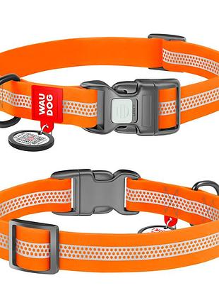 Ошейник для собак водостойкий waudog waterproof с qr-паспортом, светоотражающий, пластиковая пряжка, s, ш 15 мм, д 25-35 см,