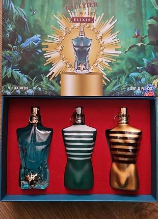 Подарунковий набір jean paul gaultier le male elixir (3 × 30 мл)
