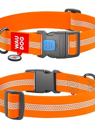 Ошейник для собак водостойкий waudog waterproof с qr паспортом, светоотражающий, пластиковый фастекс, xxl, ш 40 мм, д 46-70 см,