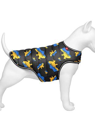 Куртка-накидка для собак waudog clothes демісезонна біла принт дім розмір s