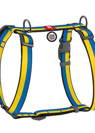 Шлея для собак анатомическая h-образная waudog nylon с qr-паспортом рисунок colors of freedom пластиковый фастекс l ш 25 мм, а