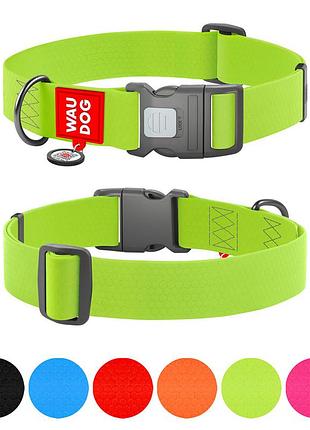 Ошейник для собак водостойкий waudog waterproof c qr паспортом, пластиковый фастекс, xxl, ш 40 мм, д 46-70 см, салатовый