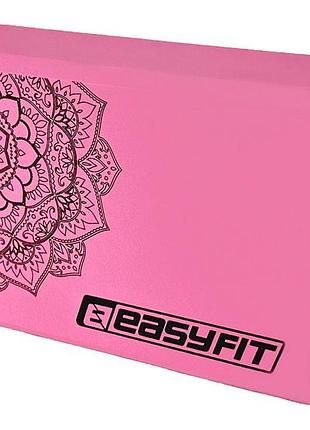 Блок для йоги easyfit eva с рисунком розовый