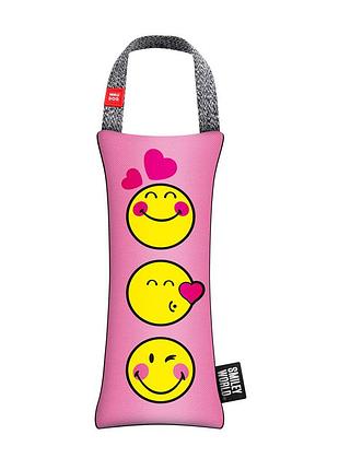 Игрушка для собак waudog fun с пищалкой, рисунок "смайлы на розовом", l, ш 11 см, дл 26 см