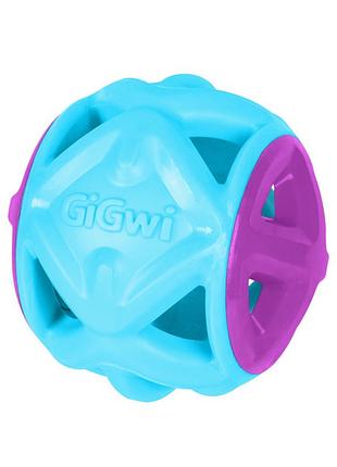 Игрушка для собак мяч gigwi basic edge, голубой, резина, 9 см