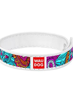 Браслет waudog design з малюнком "літо", преміум шкіра (ширина 15 мм, довжина 18-20 см) білий