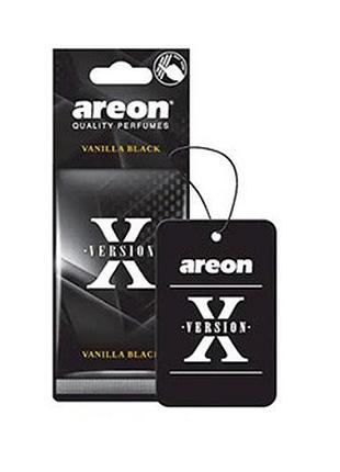 Ароматизатор автомобильный освежитель воздуха areon х-version черная ваниль vanilla black картонная подвеска
