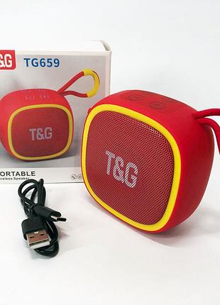 Портативна bluetooth-колонка tg659 з ремінцем, гучна блютуз колонка для вечірки. колір: червоний