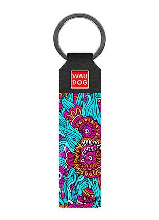 Брелок waudog design з малюнком "літо", преміум шкіра (ширина 20 мм, довжина 95 мм) чорний