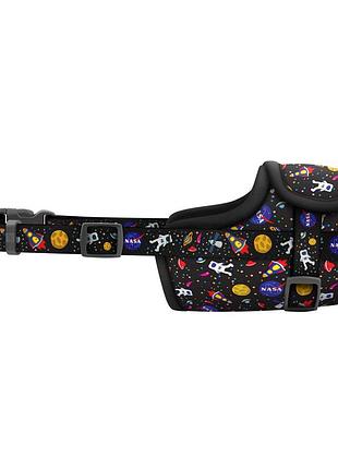 Намордник для собак waudog nylon, малюнок "nasa", пластиковий фастекс, розмір №1, обхват морди 14-20 см
