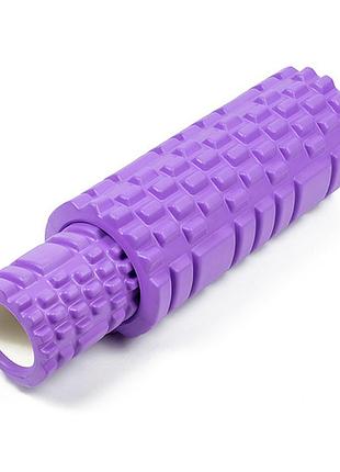 Массажный ролик easyfit grid roller double 33 см фиолетовый