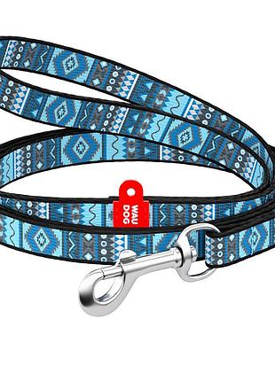Поводок для собак нейлоновый waudog nylon, рисунок "этно синий", ш 10 мм, длина 122 см