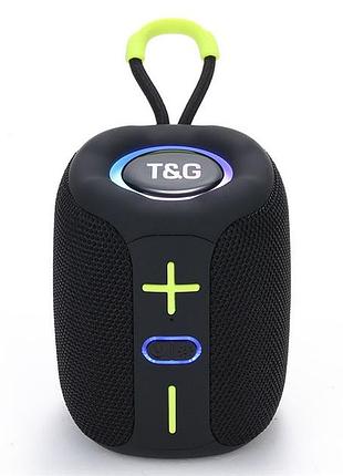 Портативна bluetooth колонка tg658 8w з rgb підсвічуванням, бездротова колонка потужна. колір: чорний