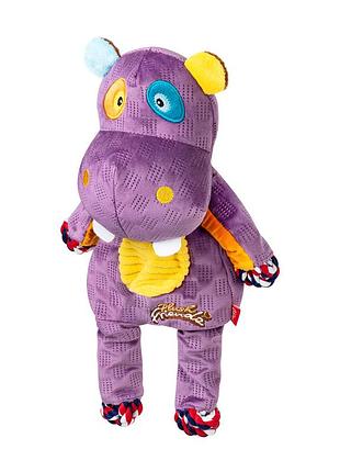 Игрушка для собак бегемот с веревками и пищалкой gigwi plush friendz, текстиль, 34 см