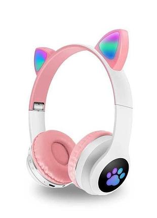 Беспроводные наушники с кошачьими ушками и rgb подсветкой cat vzv 23m. цвет: розовый