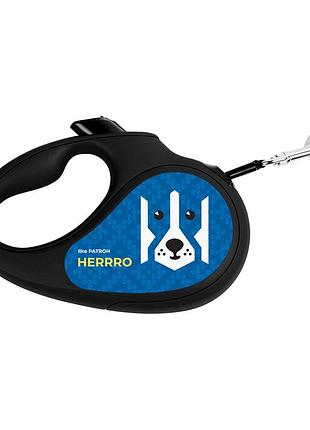 Повідець-рулетка для собак waudog r-leash, малюнок "патрон", l, до 50 кг, 5 м, стрічка, що відбиває світло.
