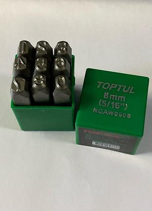 Набор клейм по металлу шрифт 8мм цифры 9шт toptul ngaw0908