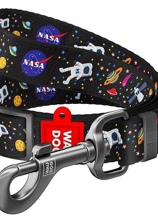 Поводок для собак нейлоновый waudog nylon, рисунок "nasa", регулируемый, ш 25 мм, длина 152-183 см
