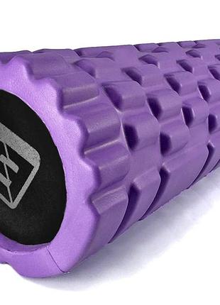 Массажный роллер easyfit solid grid roller mini 30 см фиолетовый
