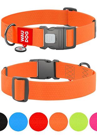 Ошейник для собак водостойкий waudog waterproof c qr паспортом, пластиковый фастекс, xxl, ш 40 мм, д 46-70 см, оранжевый