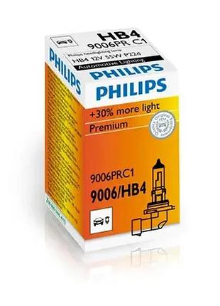 Лампа автомобільна hb4 12v 51w p22d premium + 30% ближня дальня протитуманна philips