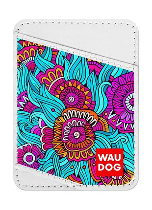 Визитница waudog design с рисунком "лето", премиум кожа (ширина 70 мм, длина 95 мм) белый