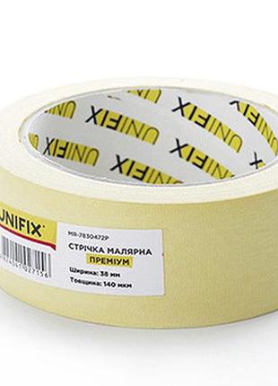 Лента клейкая 140 мкм скотч малярный mr-7830472p премиум 38мм на 40м unifix