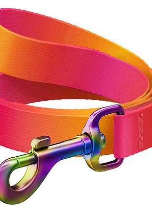 Поводок для собак нейлоновый waudog nylon recycled,градиент, s, ш 15 мм, длина 122 см оранжевый