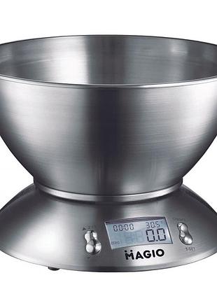 Весы кухонные на 5 кг из нержавеющей стали magio mg-695, весы мини, весы кухонные со съемной чашей