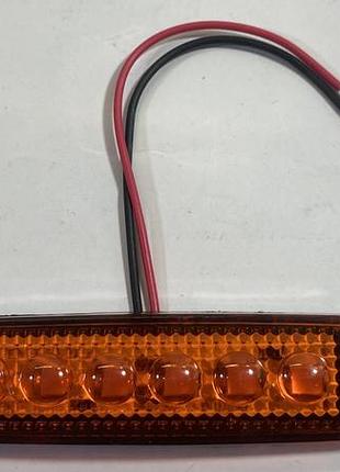 Ліхтар габарит жовтий додатковий лінза 6 smd 12-24b бус вантажівка причіп авто led