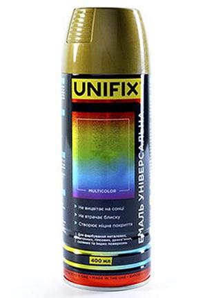 Эмаль краска универсальная акриловая глянцевая золото аэрозоль 400мл unifix
