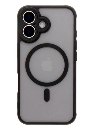 Чехол противоударный tpu pc anti drop для iphone 16 с magsafe защита камеры черный