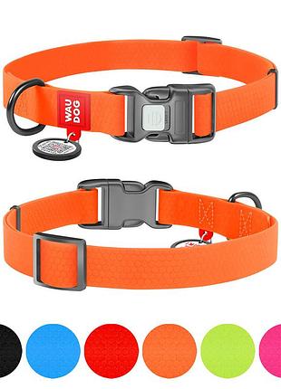 Ошейник для собак водостойкий waudog waterproof c qr-паспортом, пластиковая пряжка-фастекс, ш 20 мм, д 28-40 см, оранжевый