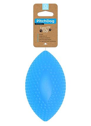 Игровой мяч для апортировки pitchdog, диаметр 9 см голубой