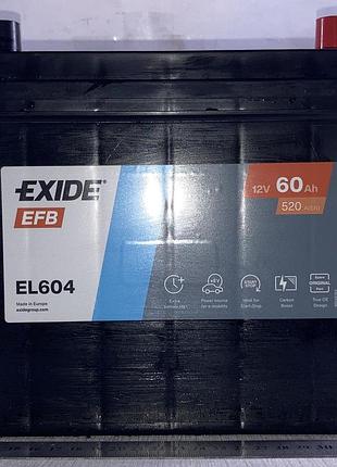 Аккумулятор 60ah 12v exide 60аг 520а asia efb d23 справа плюс (0) r el604