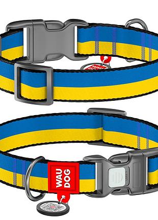 Ошейник для собак waudog нейлоновый nylon c qr паспортом, рисунок colors of freedom, пластиковый фастекс, s, ш 15 мм, д 25-35 см