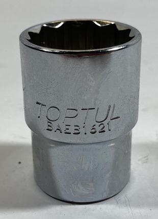 Головка торцевая насадка двенадцатигранная 1/2 21мм crv baeb1621 toptul